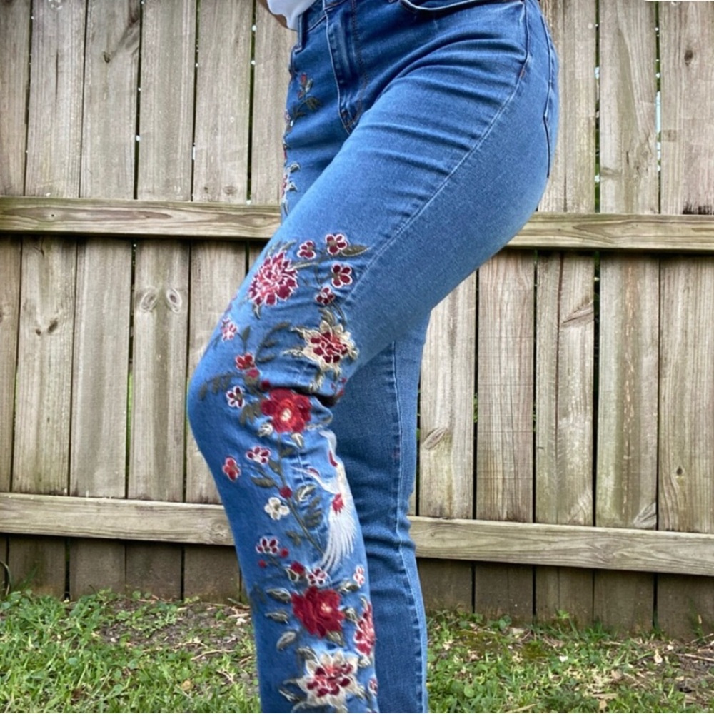 Nanette Lepore Floral Embroidered Skinny Jeans